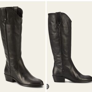 Frye Carson pull-on knee high leather riding boots black almond toe size 8.5